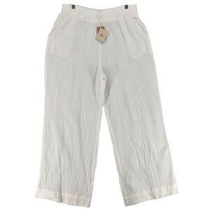 Faherty NEW Women XL Dream Cotton Gauze‎ Wide Leg Pants White Vacation Resort